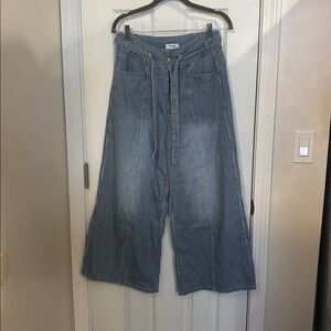 Kensie Pinstripe Wide Leg Ankle Jeans 26 Waist